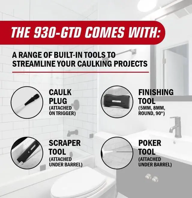 Alt view image 4 of 7 - 930-GTD Drip-Free Smooth Hex Rod Cradle Caulking Gun with Gator Trigger Comfort Grip, 1/10 Gallon Cartridge, 10:1 Thrust Ratio