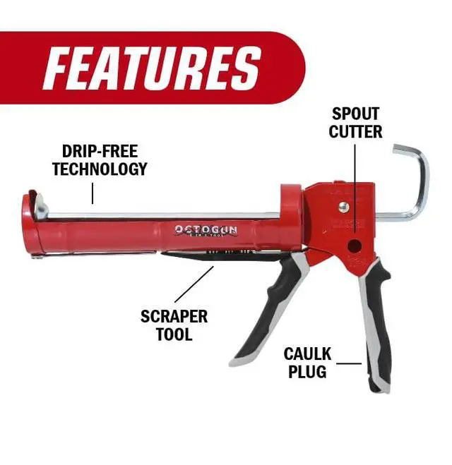 Alt view image 5 of 7 - 930-GTD Drip-Free Smooth Hex Rod Cradle Caulking Gun with Gator Trigger Comfort Grip, 1/10 Gallon Cartridge, 10:1 Thrust Ratio