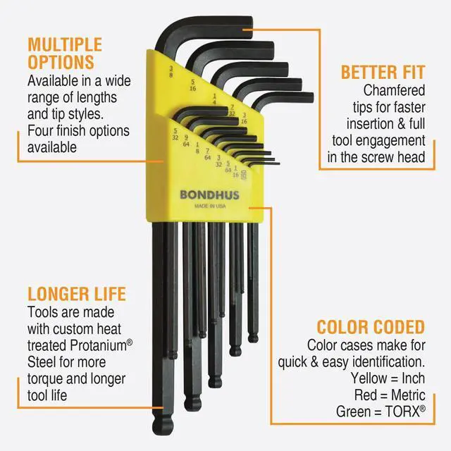 Alt view image 2 of 7 - 20199 Balldriver L-Wrench DoublePK, 10999 1.5-10mm & 10937 0.050-3/8"