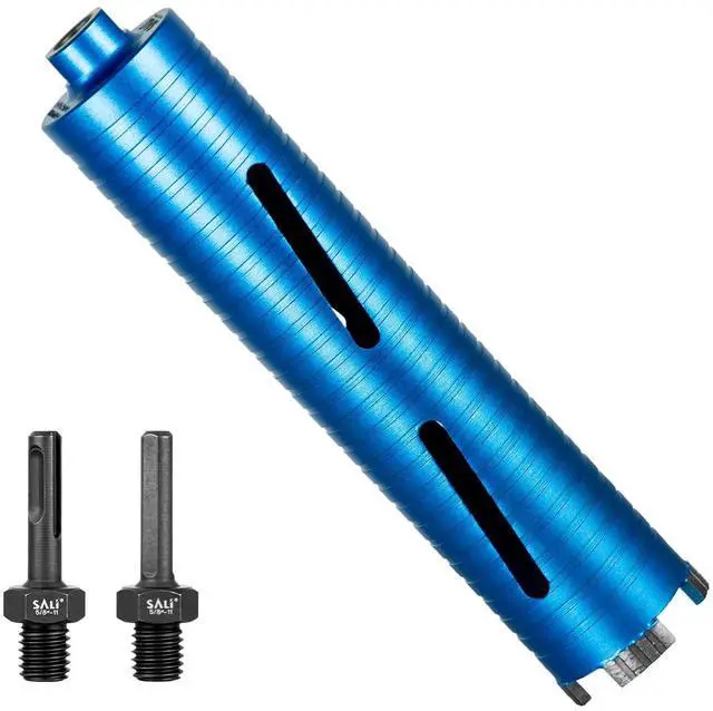 Main image of Diamond Core Drill Bits 2" Diameter 10"/254mm Drilling Depth 5/8-11" Thread Core Bit Turbo Laser-Welded Segments for Cured Concrete with, Brick, Block, Masonry, with Two Adapters