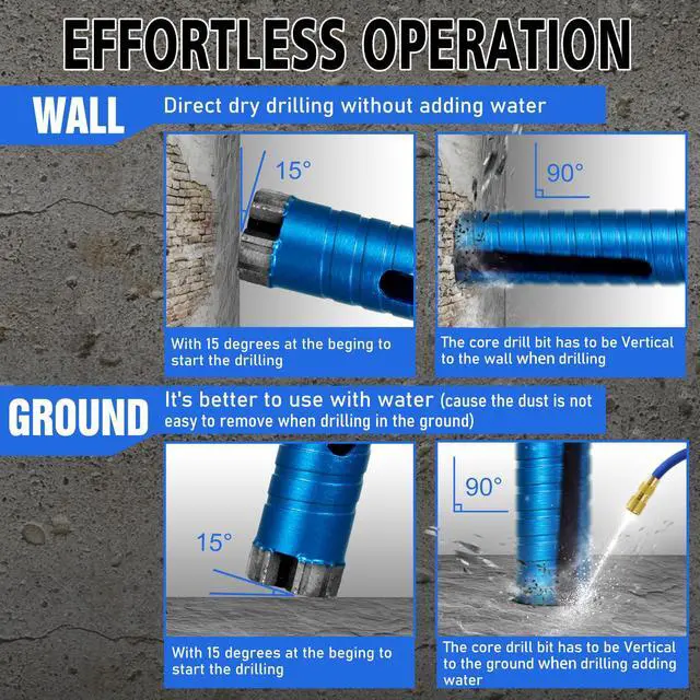 Alt view image 4 of 7 - Diamond Core Drill Bits 2" Diameter 10"/254mm Drilling Depth 5/8-11" Thread Core Bit Turbo Laser-Welded Segments for Cured Concrete with, Brick, Block, Masonry, with Two Adapters