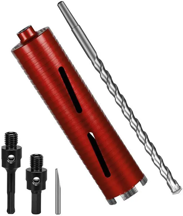 Main image of Diamond Core Drill Bits 2 1/2" Diameter 10"/254mm Drilling Depth 5/8-11" Thread Core Bit Turbo Laser-Welded Segments for Cured Concrete with Brick Block Masonry with Two AdaptersRed