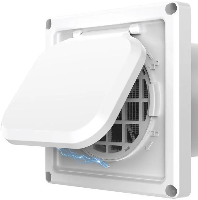 Main image of Dryer Vent Cover Outside 4 inch, Magnetic Door Design, Durable Airflow Vent with Lint Trap Screen, Thickened Material, 6 inch x 6 inch Size, White