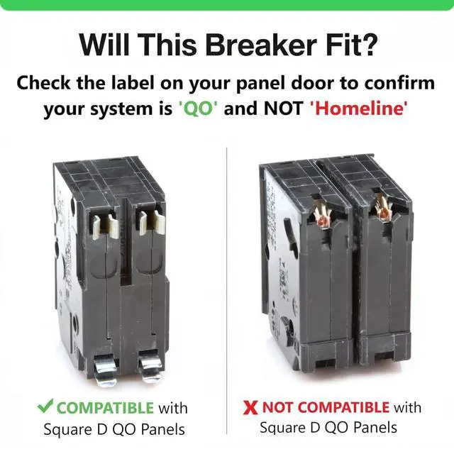 Alt view image 4 of 7 - Genuine Square D QO250 Circuit Breaker Kit, 50 Amp (50A) Double Pole (2 Pole), 120/240V AC, 10kAIC, Plug-in Mount for QO Load Centers & Panels, Visi-Trip Indicator, New Replacement
