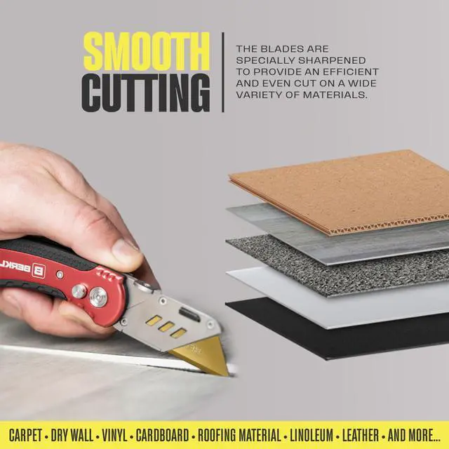 Alt view image 6 of 7 - Berkling 50-Pack Titanium Plated Utility Blades, SK2H Steel, 3x Sharper | 5x More Durable & 3x Sharper Than SK5, Full Titanium-Plated, Rust-Proof, Includes Easy-Use Dispenser, Universal T-Shape Fit