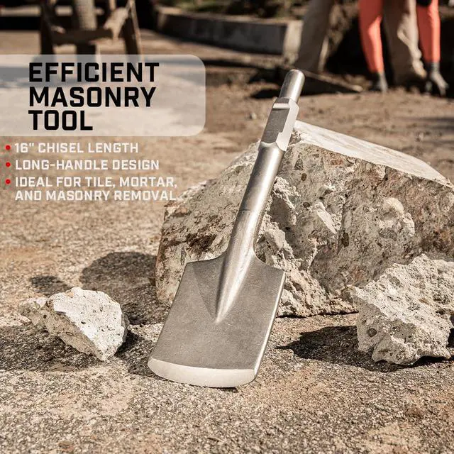 Alt view image 2 of 6 - Clay Spade Jack Hammer Bit 1-1/8" Hex Asphalt Scoop Shovel Head Demolition Construction Concrete Breaker Punch for Gardening, Landscaping, Concrete, Bricks, and Sand