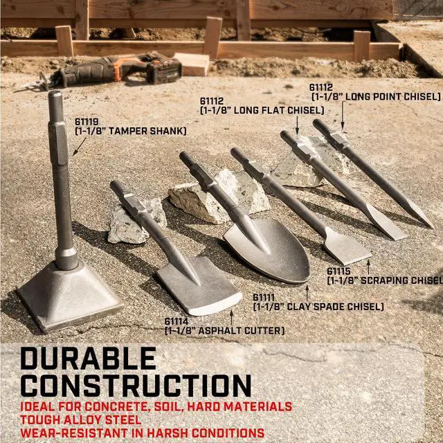 Alt view image 6 of 6 - Clay Spade Jack Hammer Bit 1-1/8" Hex Asphalt Scoop Shovel Head Demolition Construction Concrete Breaker Punch for Gardening, Landscaping, Concrete, Bricks, and Sand