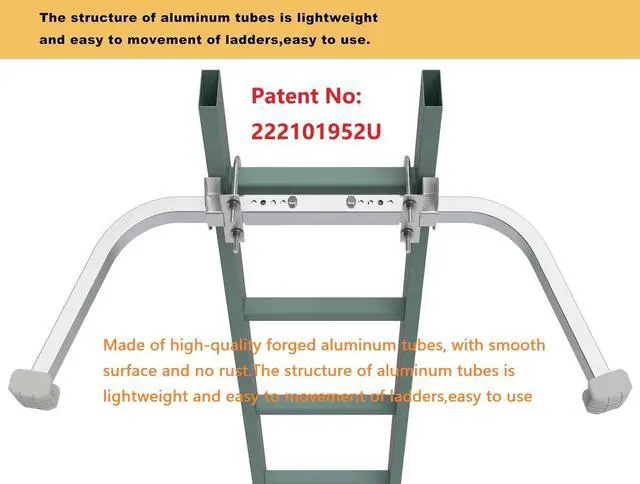 Alt view image 3 of 7 - Ladder Stabilizer,Heavy Duty Aluminum Extended Ladder Accessory for Roof Gutter Guard Cleaning Tools,Ladder Stand-Off Wing Span/Wall Ladder Hooks with Non-Slip Rubber Bottom pad.(Patent)
