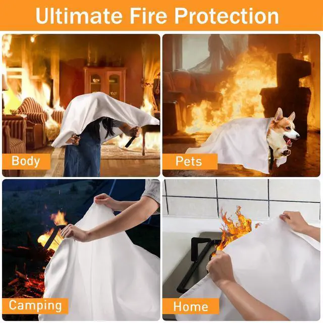 Alt view image 3 of 7 - Fire Blankets Emergency for Kitchen Home - Emergency Fire Retardant Blanket for Home Fireproof Blanket for Camping, Grill, Car, Office, Warehouse, School, Picnic, Fireplace