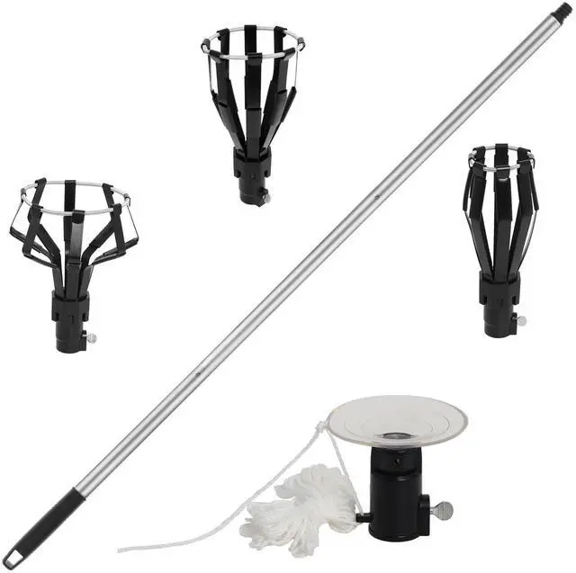 Main image of 12FT Light Bulb Changer for High Ceilings with Suction Cup & 3 Baskets Cage | High Reach Light Bulb Removal Tools for Recessed Lights and Standard Bulbs, Aluminum Extension Pole