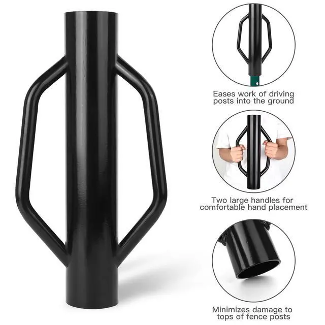 Alt view image 2 of 7 - Fence Post Driver T Post Driver with Handle Metal Pounder Rammer for U Channel Wooden Fence 8LB