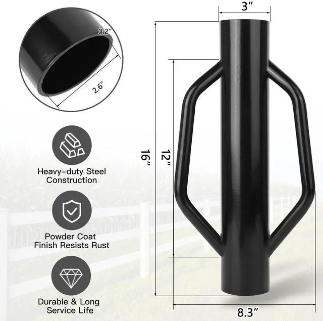 Alt view image 3 of 7 - Fence Post Driver T Post Driver with Handle Metal Pounder Rammer for U Channel Wooden Fence 8LB