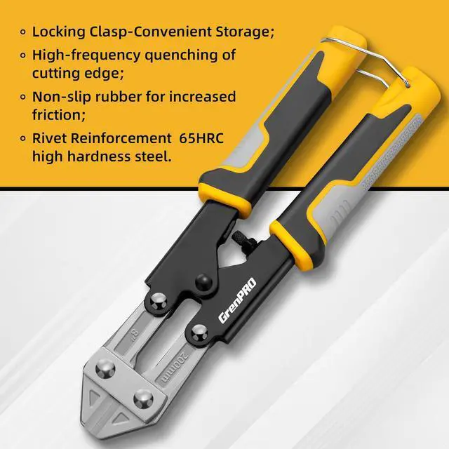 Alt view image 4 of 7 - 8 Inch Heavy Duty Mini Bolt Wire & Cable Cutter, Anti-Slip Pliers | Tri-color PP+TPR grip, hardened cutting blade, wire snips, cable, craft, household, industrial cutting