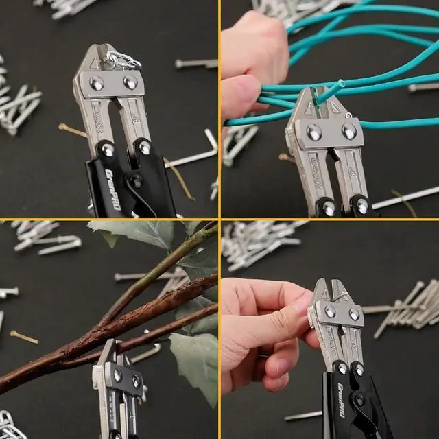Alt view image 6 of 7 - 8 Inch Heavy Duty Mini Bolt Wire & Cable Cutter, Anti-Slip Pliers | Tri-color PP+TPR grip, hardened cutting blade, wire snips, cable, craft, household, industrial cutting
