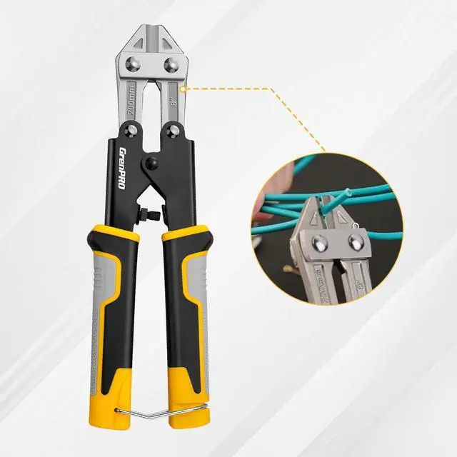 Alt view image 7 of 7 - 8 Inch Heavy Duty Mini Bolt Wire & Cable Cutter, Anti-Slip Pliers | Tri-color PP+TPR grip, hardened cutting blade, wire snips, cable, craft, household, industrial cutting