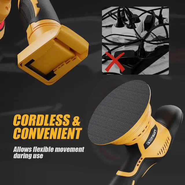 Alt view image 7 of 7 - Car Detailing and Polishing Compatible with Dewalt 20V Battery, 5500 RPM Dual-Action Polisher with 8 Variable Speeds -Battery Not Included