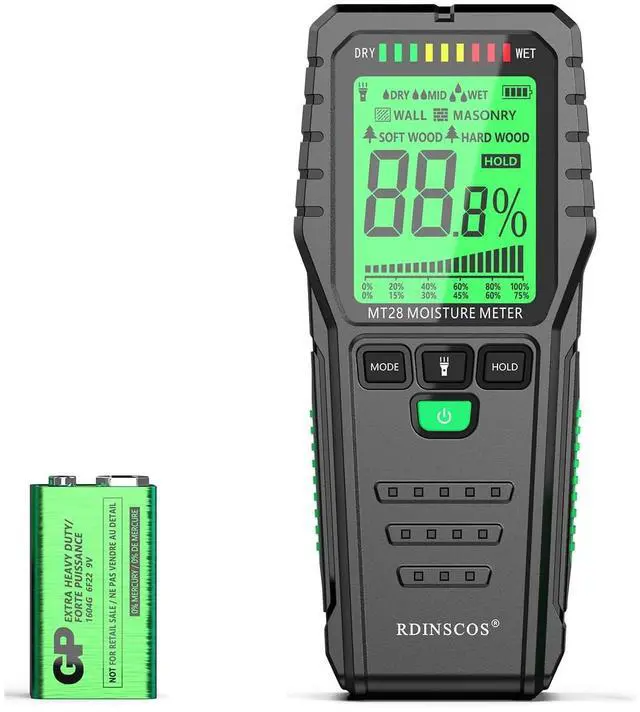 Main image of Pinless Moisture Meter for Wood Digital Wall Moisture Detector | Non Destructive,Moisture Tester, Audible Alarm & HOLD Function, Ideal for Firewood, Lumber, Home Inspections