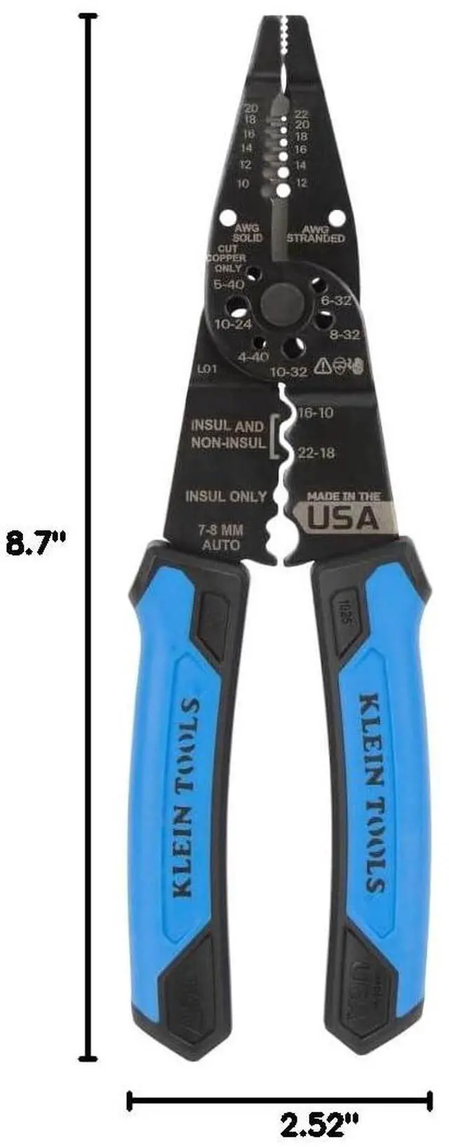 Alt view image 5 of 5 - 1025 Long Nose Multi-Purpose Wire Stripper, Made in USA Professional Electrician Tools, Crimping Tool, Cable Stripper for 10-20 AWG Solid, 12-22 AWG Stranded Wire