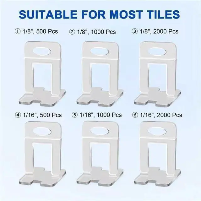 Alt view image 6 of 7 - Tile Spacers 2400 Pcs Tile Clips, Tile Leveling System Clips 1/16 Inch | Tile Leveling Clips for Floor Wall Installation, Ceramic Porcelain Tiles and Stone Installation, Help Correct Tile Bowing