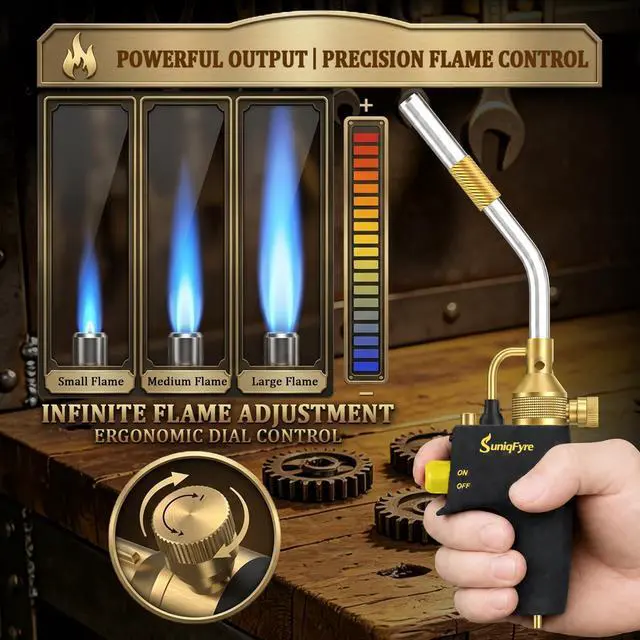 Alt view image 5 of 5 - High-Intensity Propane Torch Head, Upgraded 10,000 BTU Trigger Start Gas Torch with Flame Lock&Built-in Pressure Valve, 360° All-Angle Burn CGA600 Plumbing Torch for Soldering, CSA Certified