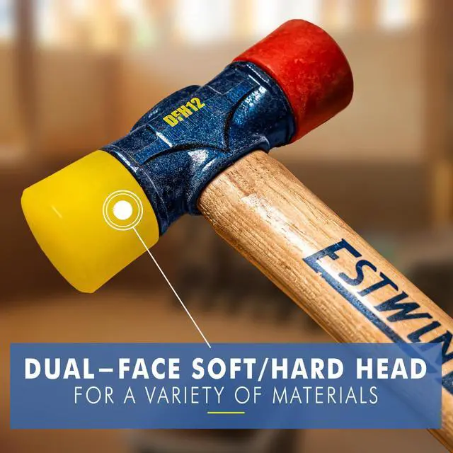 Alt view image 4 of 6 - 12 oz Rubber Mallet, Forged Steel Hammer, Built for Durability | Made in USA, Triple Wedge Construction, Built For The Pro, Multi-Use Mallet, Genuine Hickory Handle