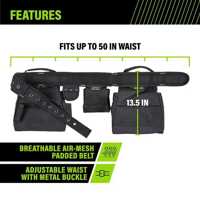 Alt view image 2 of 5 - Tool Belt Tool Rig, Durable Premium Utility Belt Organizer for Men & Women, Utility Work, Electrician, Mechanic