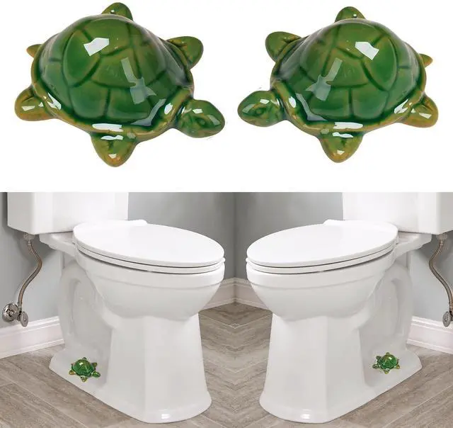 Main image of Toilet Bolt Caps, Decorative Toilet Bolt Covers, Ceramic Cute Frog Covers Toilet Bolts Bathroom Decor Easy Installation Set of 2 (2pcs Green Turtle)