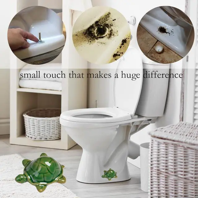 Alt view image 3 of 5 - Toilet Bolt Caps, Decorative Toilet Bolt Covers, Ceramic Cute Frog Covers Toilet Bolts Bathroom Decor Easy Installation Set of 2 (2pcs Green Turtle)