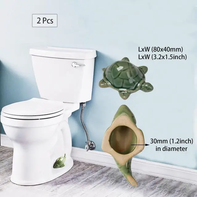 Alt view image 5 of 5 - Toilet Bolt Caps, Decorative Toilet Bolt Covers, Ceramic Cute Frog Covers Toilet Bolts Bathroom Decor Easy Installation Set of 2 (2pcs Green Turtle)