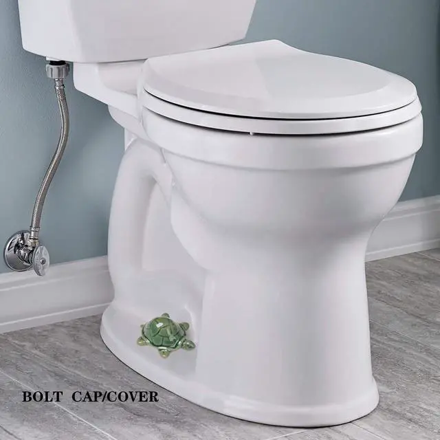 Alt view image 4 of 5 - Toilet Bolt Caps, Decorative Toilet Bolt Covers, Ceramic Cute Frog Covers Toilet Bolts Bathroom Decor Easy Installation Set of 2 (2pcs Green Turtle)