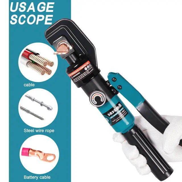 Alt view image 3 of 6 - Hydraulic Battery Cable Crimper 12AWG-4/0AWG 11 US Hex Dies Lugs Kit | Electricians Copper Aluminum Lugs Strong Hex Crimps Electrical Solar RV Marine Automotive Battery Cable Terminal Connections