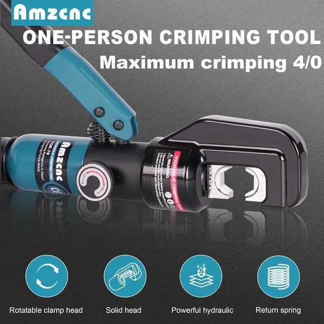 Alt view image 4 of 6 - Hydraulic Battery Cable Crimper 12AWG-4/0AWG 11 US Hex Dies Lugs Kit | Electricians Copper Aluminum Lugs Strong Hex Crimps Electrical Solar RV Marine Automotive Battery Cable Terminal Connections