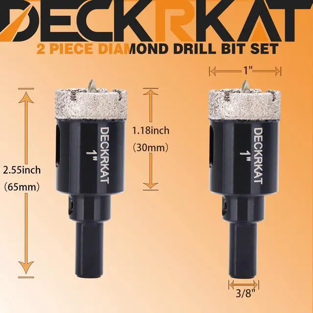 Alt view image 2 of 7 - 1 Inch Diamond Hole-Saw Bits with Pilot Drill Bit - 2pc 1" Diamond Tipped Tile Hole Saws with Guiding Bit Accurate Drilling for Porcelain Tile Ceramic Pottery Granite Stone Glass Bottles 25mm