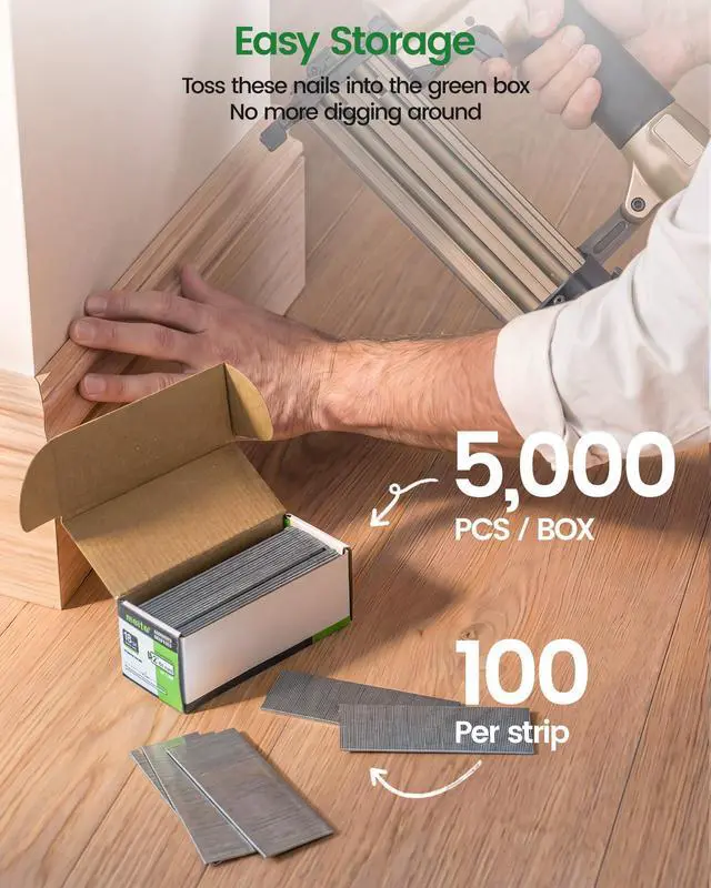 Alt view image 6 of 7 - 18 Gauge Brad Nails, 2-Inch 18GA Brad Nails, Galvanized Nail Gun Nails for Pneumatic, Electric Brad Nailer Gun (5,000 Counts)