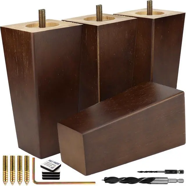 Main image of Premium Walnut Square Furniture Legs (Full Install Kit) - Pick Your Size and Color