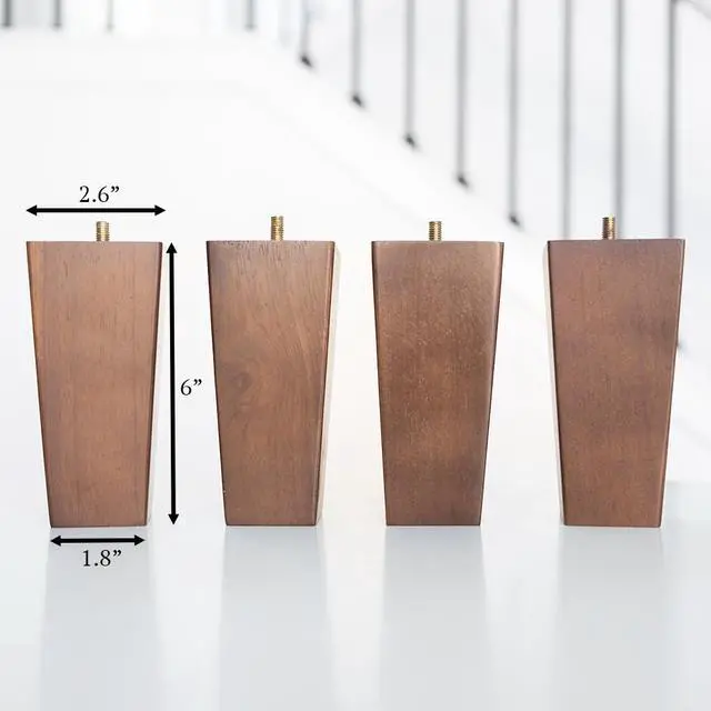Alt view image 7 of 7 - Premium Walnut Square Furniture Legs (Full Install Kit) - Pick Your Size and Color