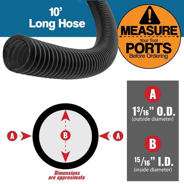 Alt view image 7 of 7 - 10 Foot Long Dust Collection Power Tool Hose Kit for Multiple Types/Brands