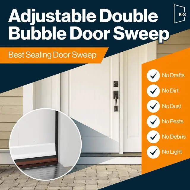 Alt view image 2 of 7 - Patent Pending, Adjustable Double Bubble Door Sweep, Draft Stopper, Under Door Seal for Exterior Doors, 1 3/4" x 36", White (36 inch)