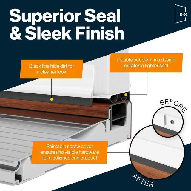 Alt view image 6 of 7 - Patent Pending, Adjustable Double Bubble Door Sweep, Draft Stopper, Under Door Seal for Exterior Doors, 1 3/4" x 36", White (36 inch)