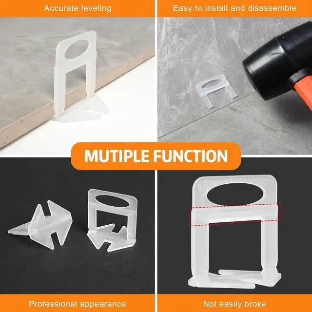 Alt view image 3 of 5 - Tile Leveling System, 2000-Piece 1/16" Tile Spacers Clips Tile Tools | Tile Installation Tools for Ceramic Tile and Stone Installation, Tile Leveling Clips Helps DIY and Professional Tile Layer