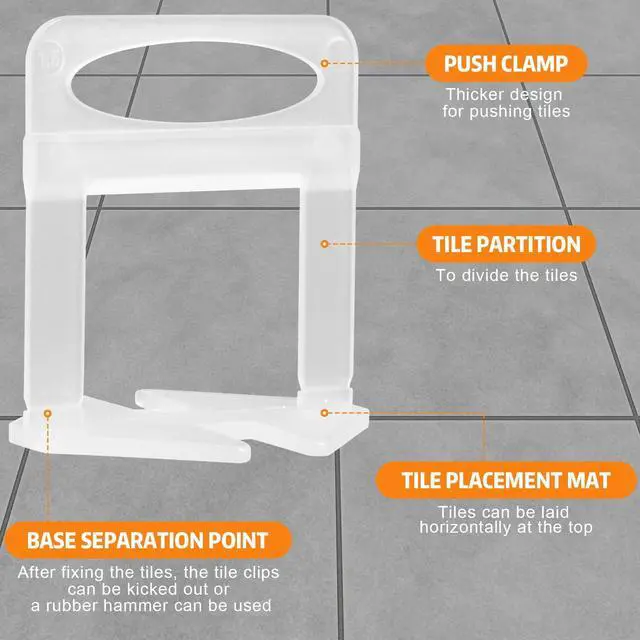 Alt view image 4 of 5 - Tile Leveling System, 2000-Piece 1/16" Tile Spacers Clips Tile Tools | Tile Installation Tools for Ceramic Tile and Stone Installation, Tile Leveling Clips Helps DIY and Professional Tile Layer