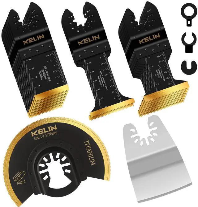 Main image of 18PCS Titanium Oscillating Tool Blades, Universal Multitool Blades | Multi Tool Blades Stainless Steel Scraper,Semicircle for Light Metal Sheet Pipe and Wood (NOT for Star Lock Interface)