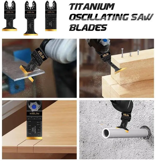 Alt view image 5 of 7 - 18PCS Titanium Oscillating Tool Blades, Universal Multitool Blades | Multi Tool Blades Stainless Steel Scraper,Semicircle for Light Metal Sheet Pipe and Wood (NOT for Star Lock Interface)