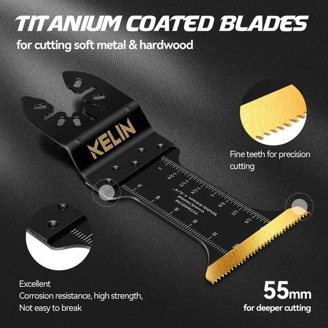 Alt view image 6 of 7 - 18PCS Titanium Oscillating Tool Blades, Universal Multitool Blades | Multi Tool Blades Stainless Steel Scraper,Semicircle for Light Metal Sheet Pipe and Wood (NOT for Star Lock Interface)