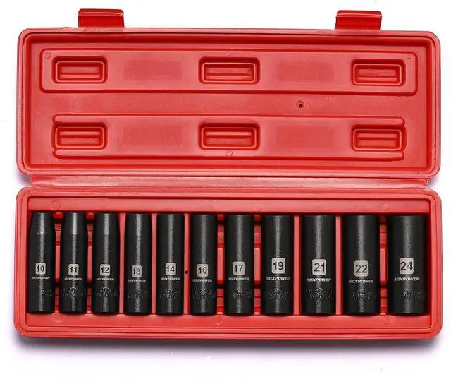 Alt view image 2 of 7 - 11-Piece 1/2-Inch Drive Deep Impact Socket Set, CR-V, Metric, 6 Point, Deep, 10-24mm