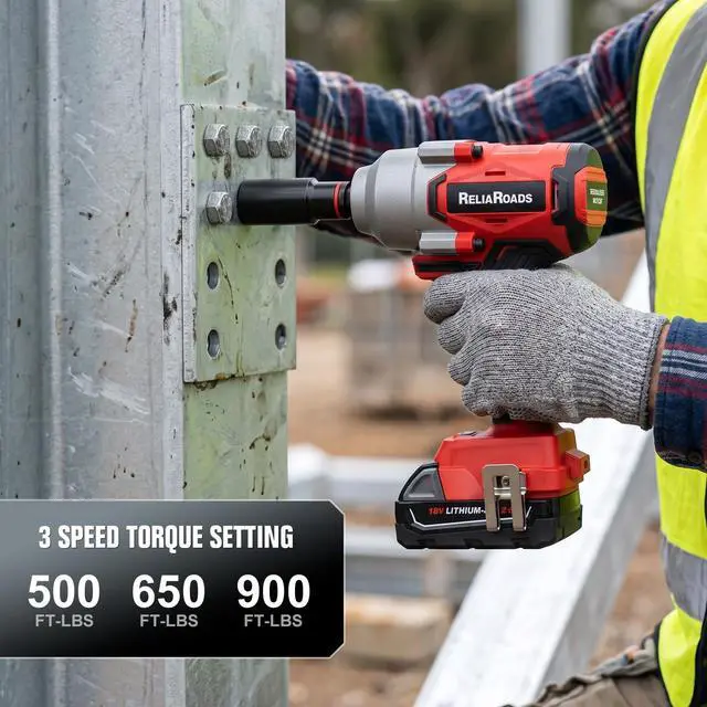 Alt view image 6 of 6 - 900 Ft-lbs Cordless Impact Wrench, 1/2 Inch Impact Gun Compatible MilWauke 18V Battery, Brushless Constant High Torque Impact Driver with 3 Speed, Tool Only (No Battery Included)