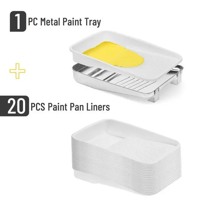 Alt view image 2 of 7 - Bates 9 Inch Paint Tray Liners - 21 pcs, One Metal Tray with 20 Plastic Liners