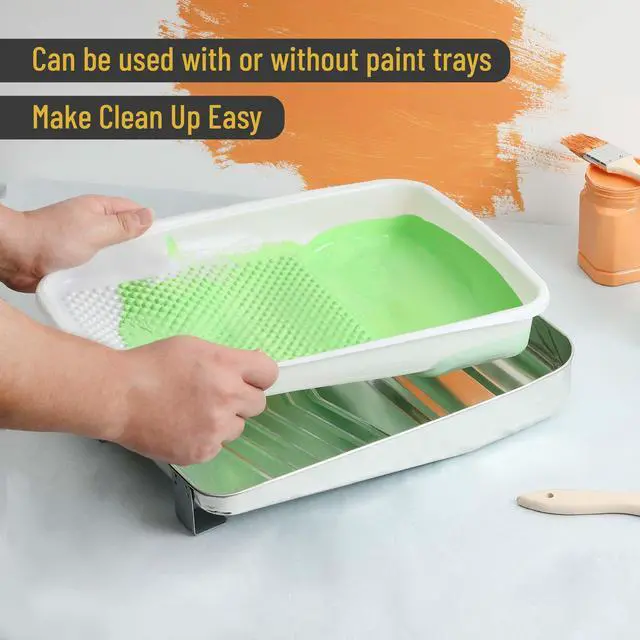 Alt view image 6 of 7 - Bates 9 Inch Paint Tray Liners - 21 pcs, One Metal Tray with 20 Plastic Liners