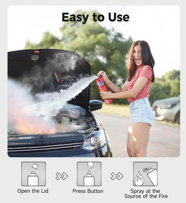 Alt view image 3 of 6 - Fire Extinguisher 2-Pack with Mounting Bracket for Home, Kitchen, Car, Grill - Portable Small A, B, C, K Fire Extinguisher - 8-in-1 - Prevents Reignition