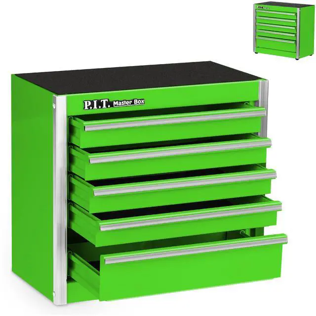 Main image of Mini Tool Box,Small Metal Toolbox Organizer with 5 Drawers,Green | 8.6"W X 4.6"D Cute Size,Q235 Steel,Magnetic Locking Mechanism,PVC Drawer Liners